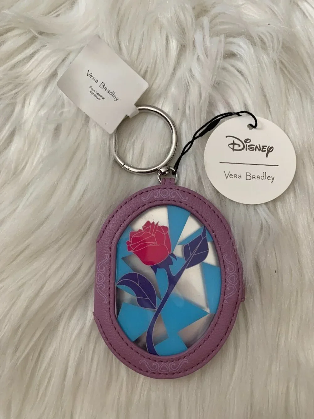 VERA BRADLEY X DISNEY Beauty and the Beast Rose Mirror Key Charm Ring